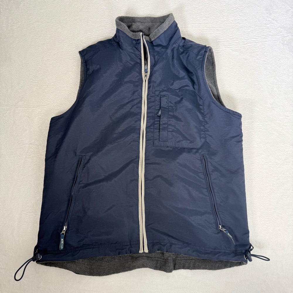 Ivy Crew Fleece Lined Nylon Full Zip Vest Medium Navy Mens Vintage Gorpcore 90s